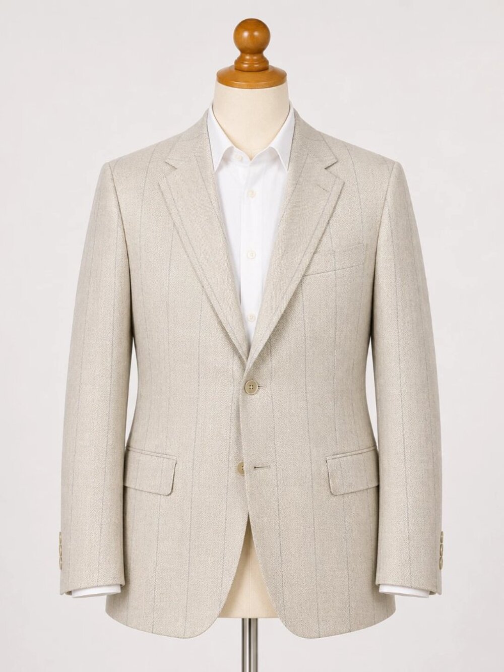 Imperial By Haggar 100% Wool Blazer Sport Coat Men 40L Light Gray/ Beige VTG
